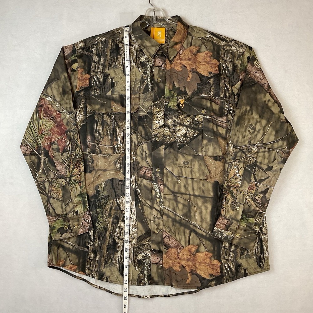 Browning Camouflage Shirt Mens 2XL Long Sleeve Button Down Mossy Oak Break Up - Picture 4 of 12